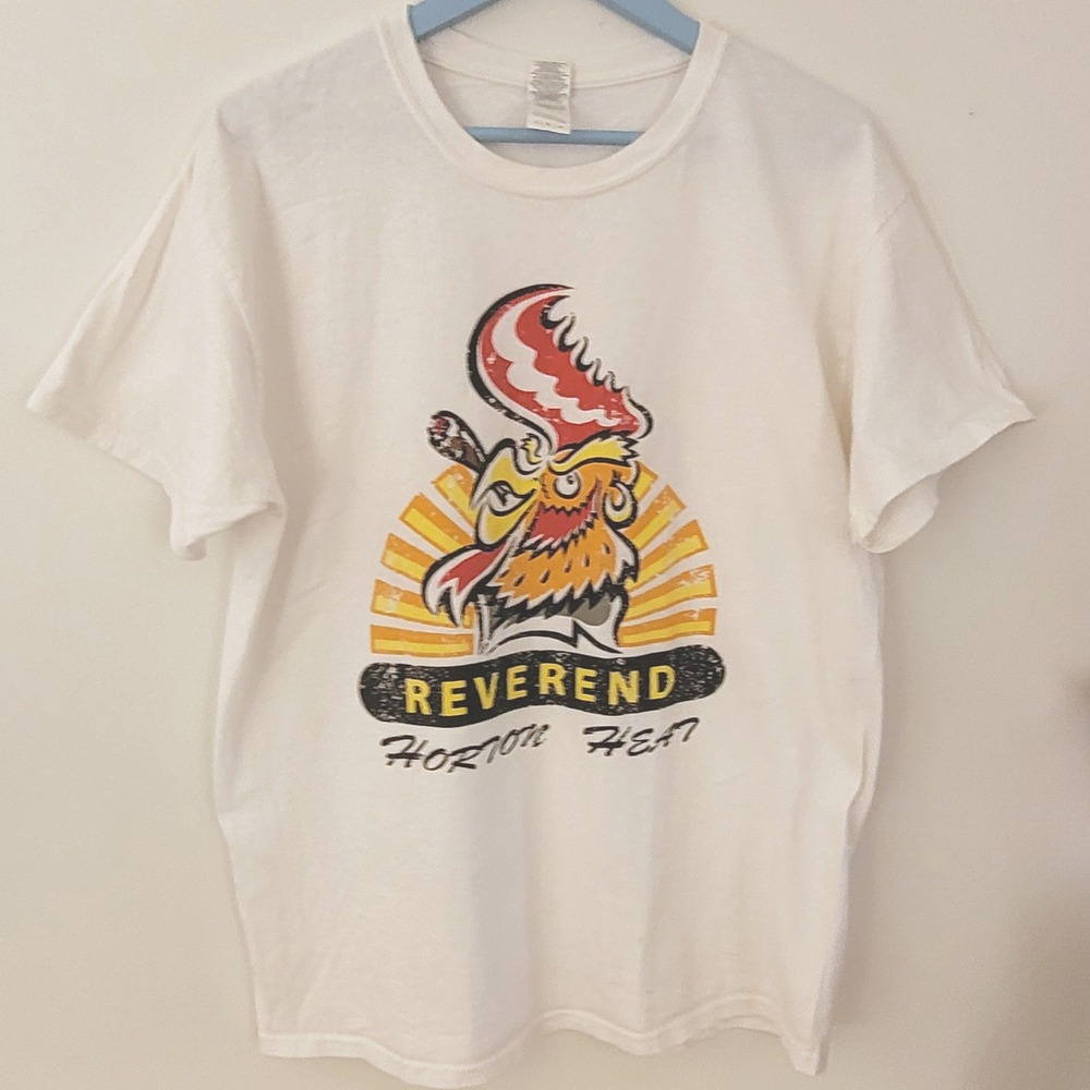 Reverend Horton Heat T-Shirt Mens L White Graphic Rockabilly Band Tee Gildan
